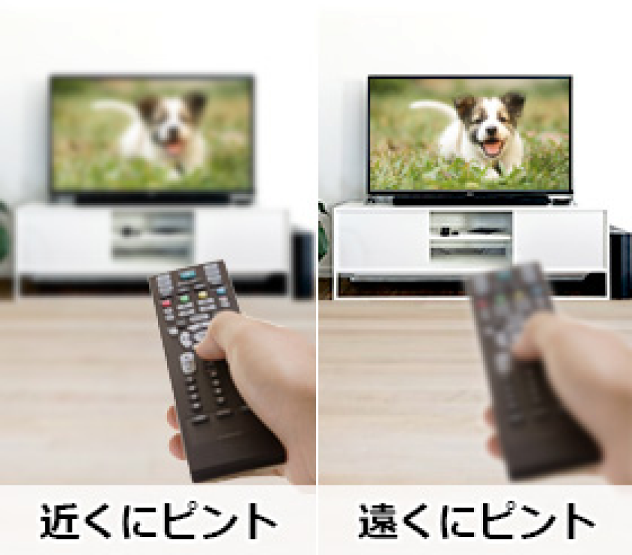 単焦点レンズの見え方（近くにピント・遠くにピント）